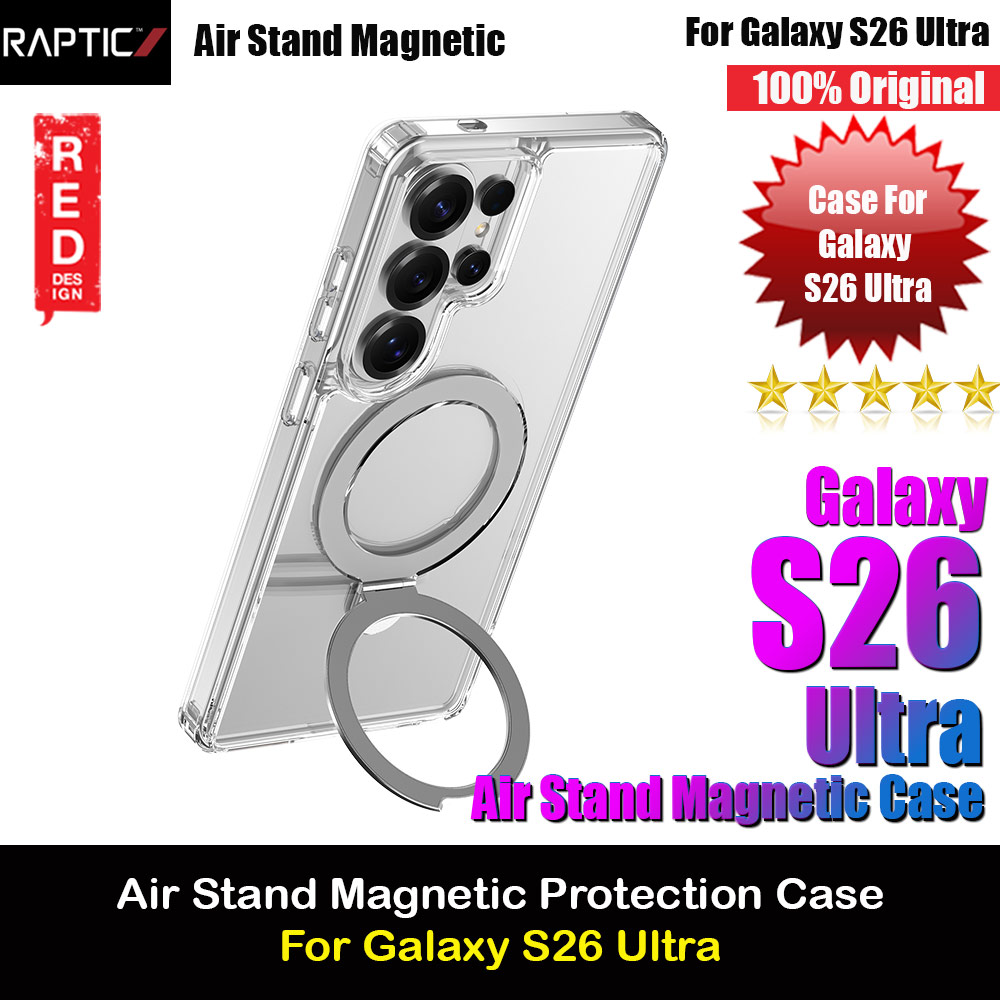 Raptic Air Stand Magnetic Compatible Drop Protection Case for Samsung Galaxy S26 Ultra (Clear)