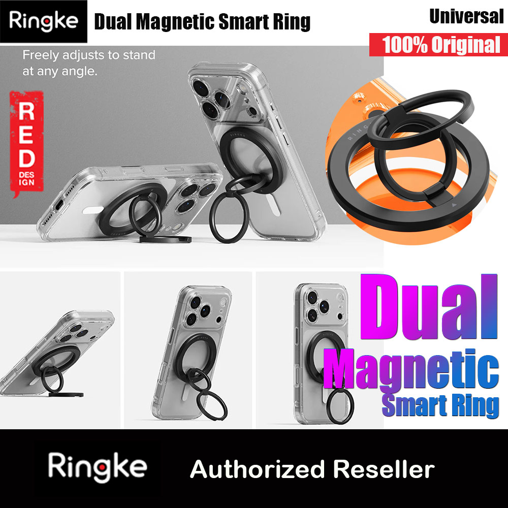 Ringke Dual Magnetic Smart Ring Phone Grip and Kickstand Stand Zinc Alloy (Black)