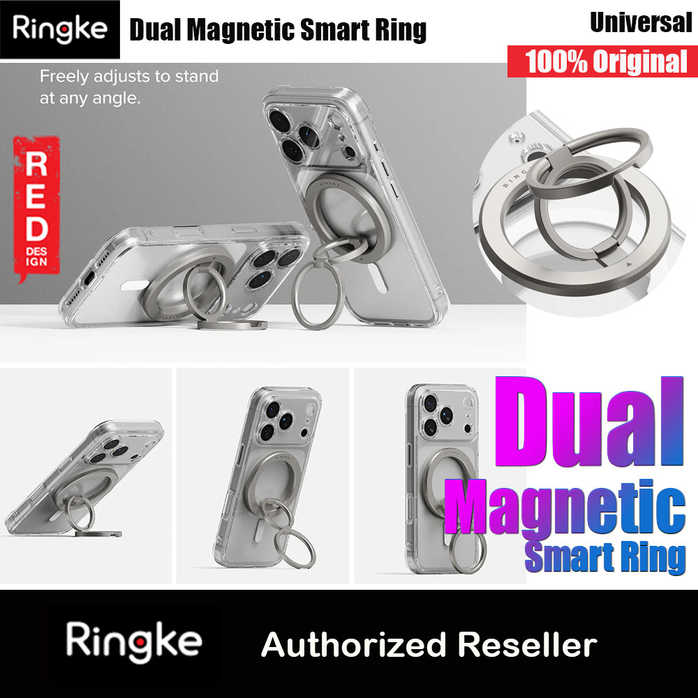 Ringke Dual Magnetic Smart Ring Phone Grip and Kickstand Stand Zinc Alloy (Satin Silver)