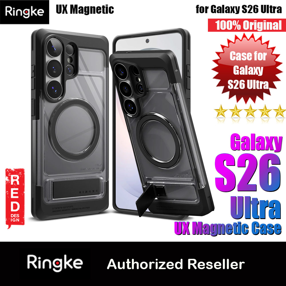 Ringke UX Magnetic Heavy Duty Drop Protection Case with Kickstand for Samsung Galaxy S26 Ultra (Smoke Black)