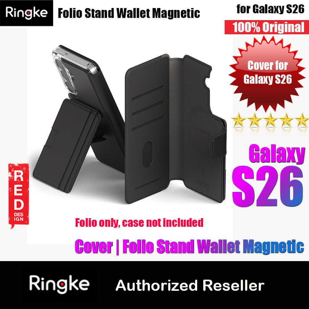 Ringke Folio Grip Wallet Magnetic Flip Cover Card Holder for Samsung Galaxy S26 (Black)