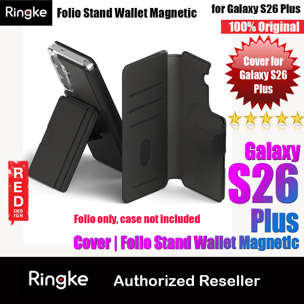 Ringke Folio Grip Wallet Magnetic Flip Cover Card Holder for Samsung Galaxy S26 Plus (Black)