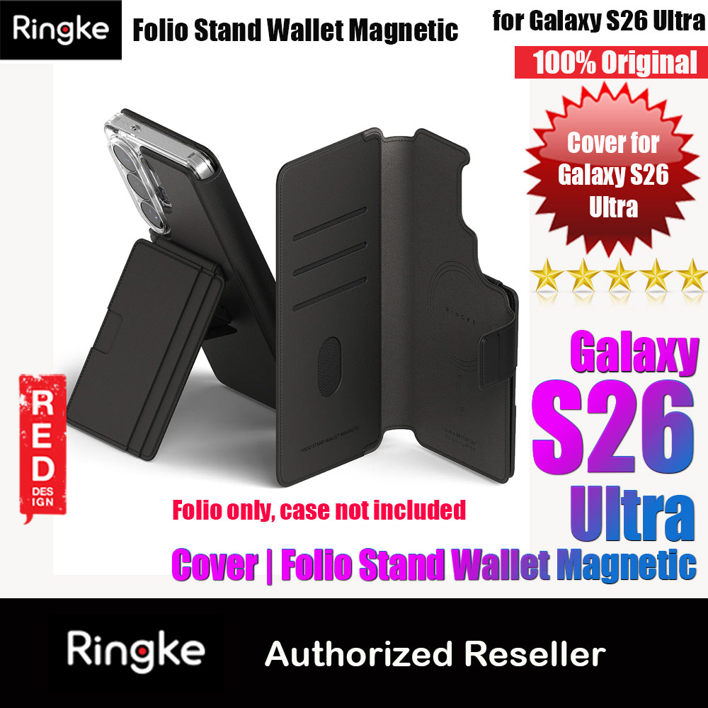 Ringke Folio Grip Wallet Magnetic Flip Cover Card Holder for Samsung Galaxy S26 Ultra (Black)