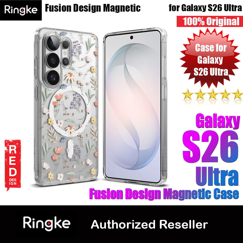 Ringke Fusion Design Magnetic Transparent Protection Case for Samsung Galaxy S26 Ultra (Dry Flower)
