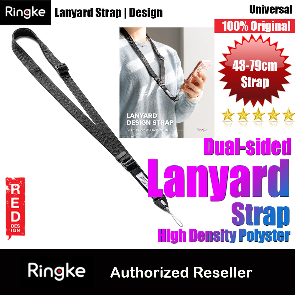 Ringke High density polyester Lanyard strap Shoulder Strap for Perfect for daily use traveling hiking smartphone Jisulife Portable Handheld Fan Strap (Lettering Black 3)