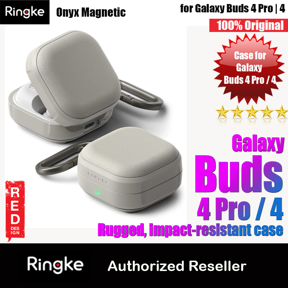 Ringke Onyx Magnetic Rugged Impact Resistant Case for Samsung Galaxy Buds 4 Pro | 4 (Warm Gray)