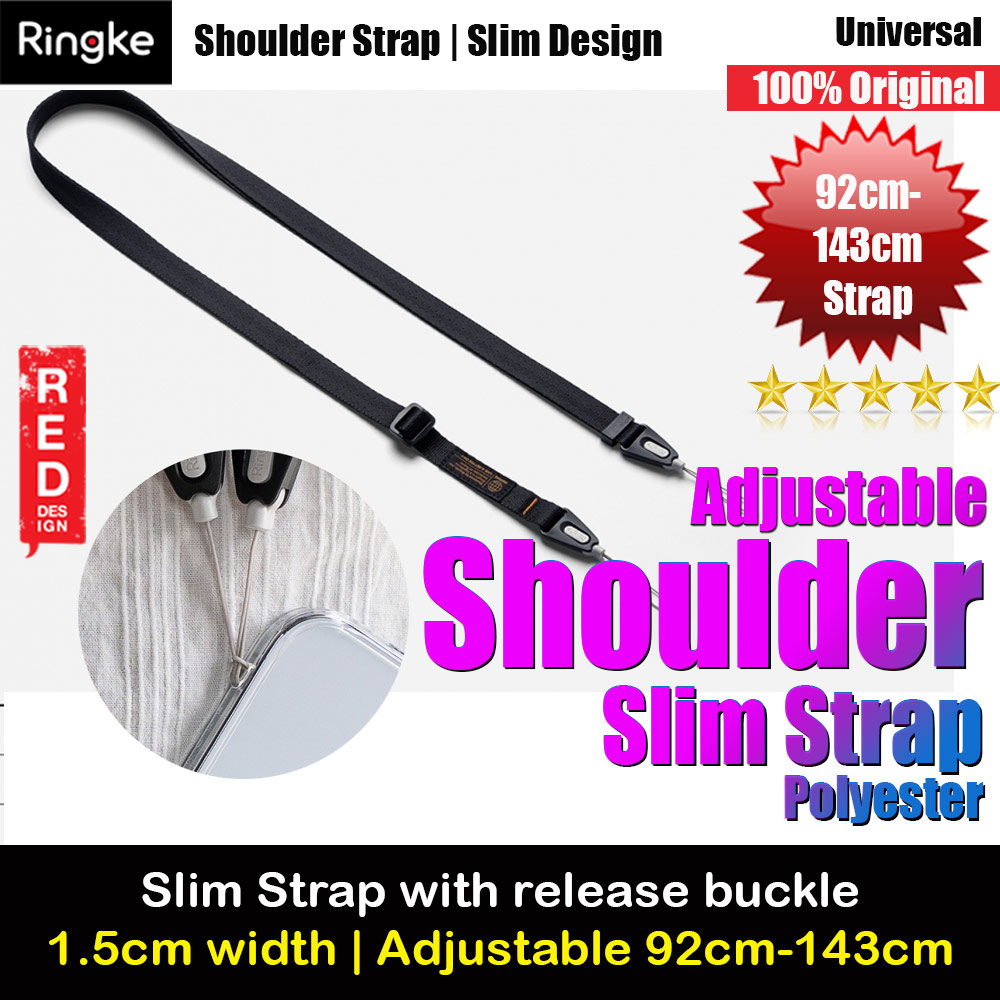 Ringke High density polyester Slim Shoulder Strap for Perfect for daily use traveling hiking smartphone Portable Handheld Fan Strap (Black)