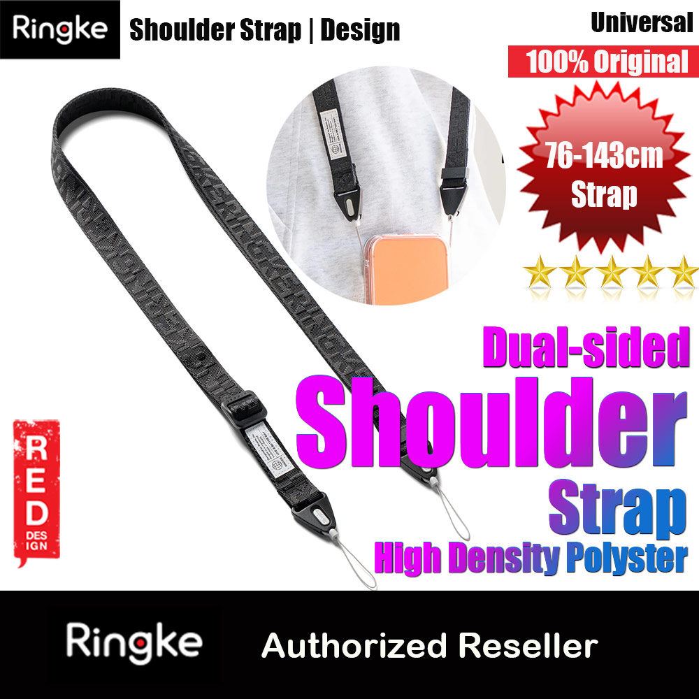Ringke High density polyester Shoulder Strap for Perfect for daily use traveling hiking smartphone Portable Handheld Fan Strap (Lettering Black 3)