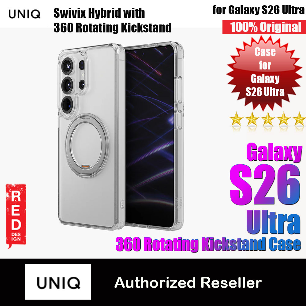 Uniq Swivix 360 Rotating Kickstand Case for Samsung Galaxy S26 Ultra (Lucent Clear)