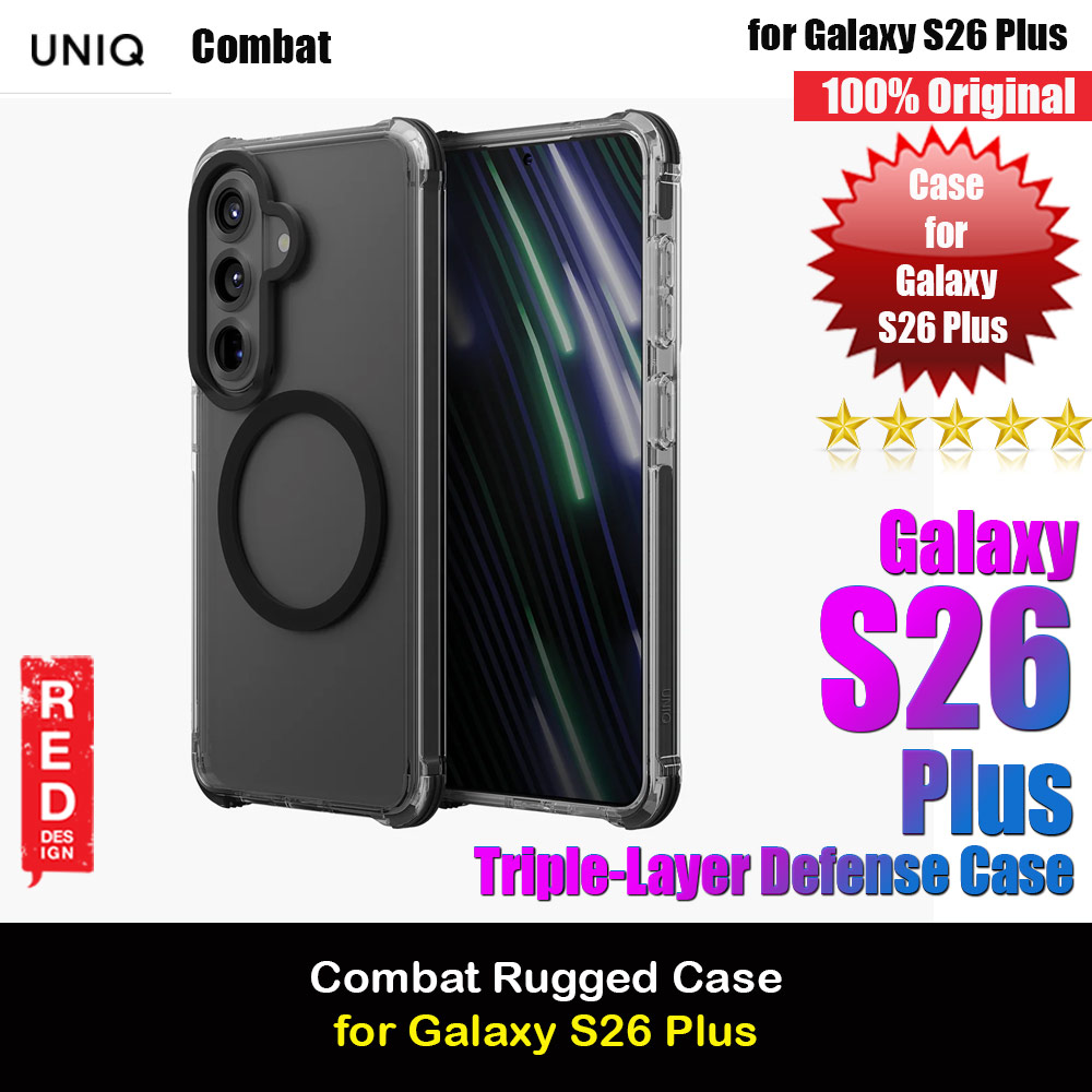 Uniq Combat Triple-Layer Defense Drop Protection Case for Samsung Galaxy S26 Plus (Carbon Black)
