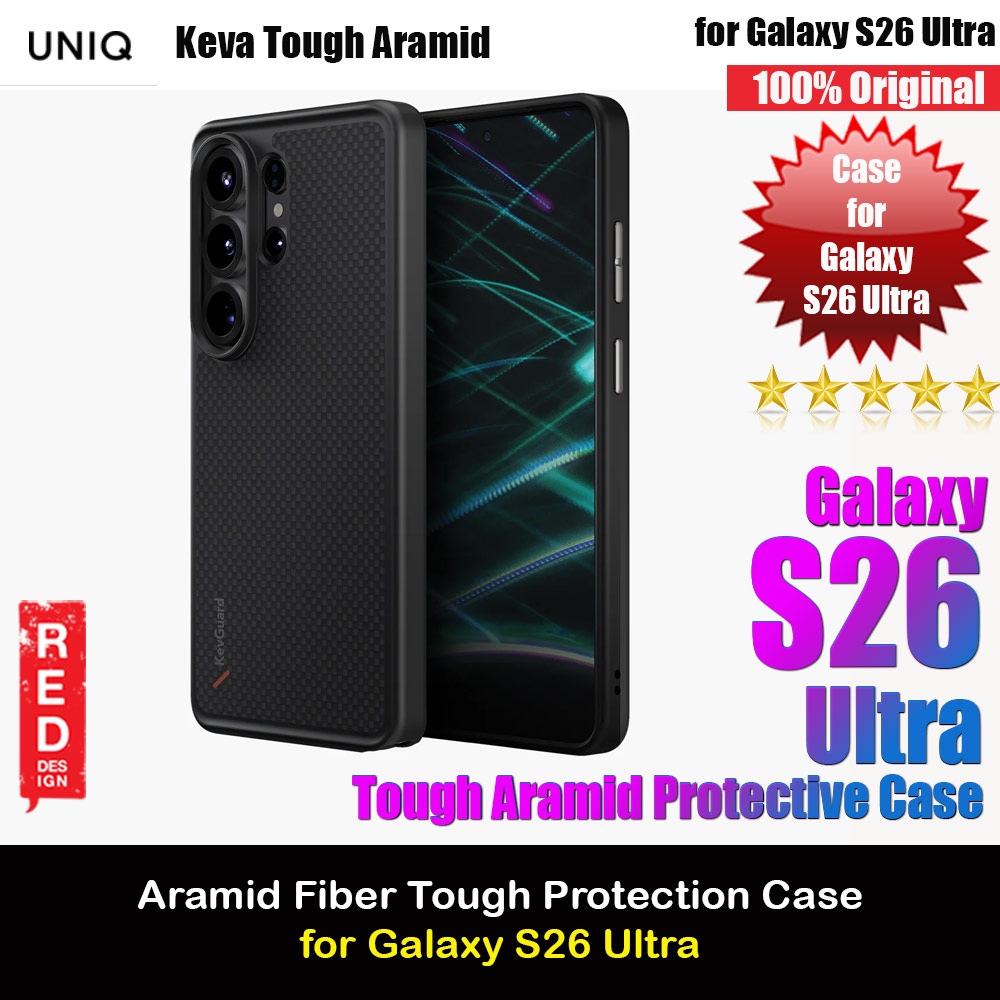 Uniq Hybrid Keva with MagClick Charging Aramid Fiber Tough Case for Samsung Galaxy S26 Ultra (Carbon Black)