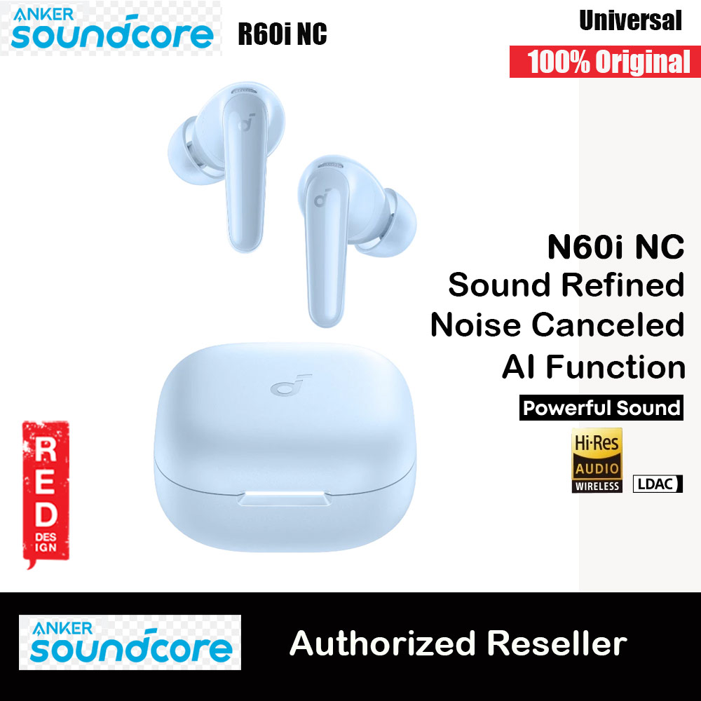 Soundcore by Anker R60i NC Wireless Earbuds -52dB Adaptive Noise-Cancelling Hi-Res Clarify Sound AI Assistant 50Hours (Blue)