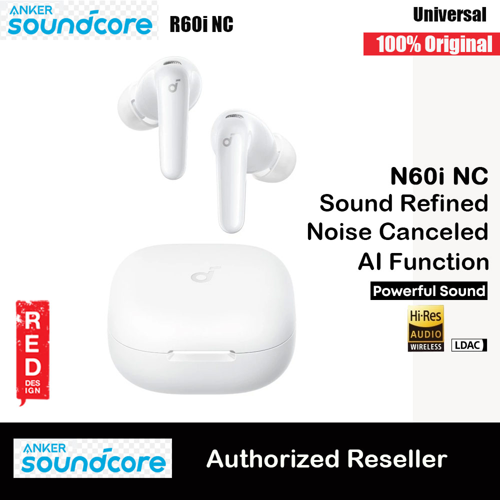 Soundcore by Anker R60i NC Wireless Earbuds -52dB Adaptive Noise-Cancelling Hi-Res Clarify Sound AI Assistant 50Hours (White)