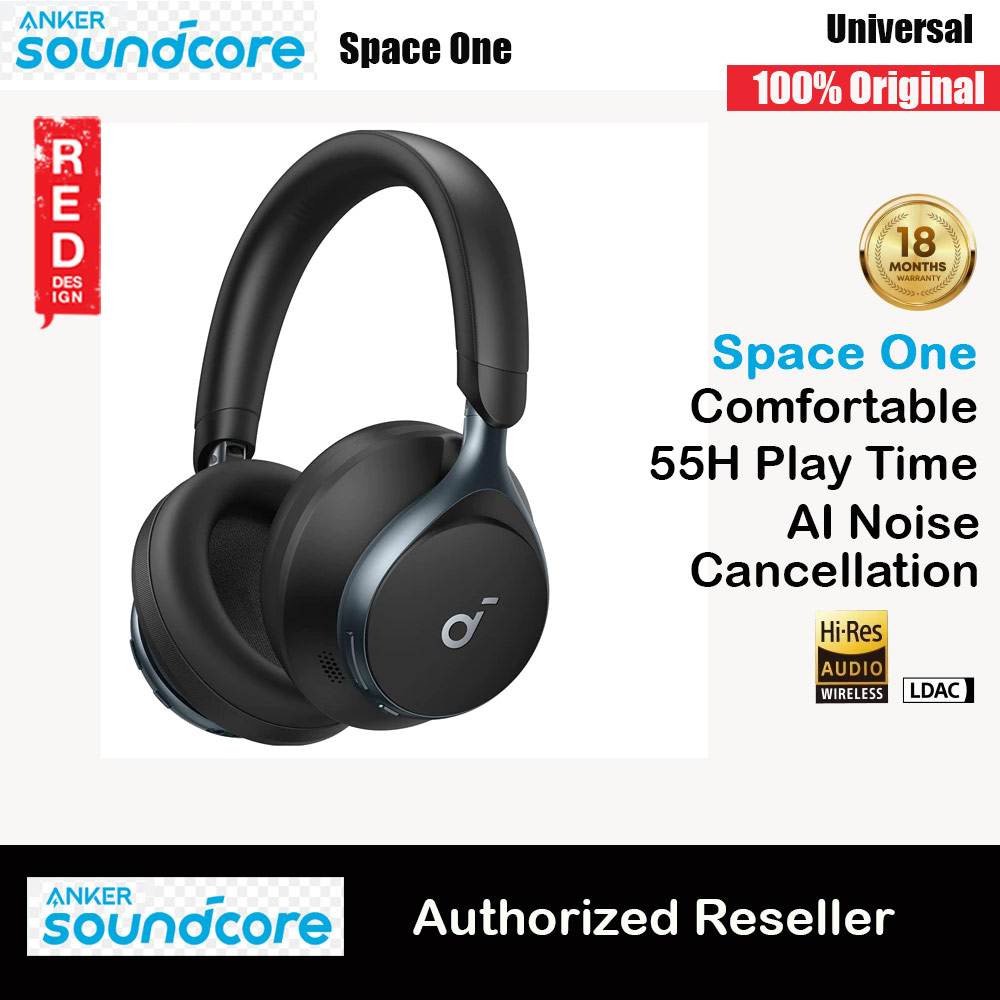 Soundcore by Anker Space One Headphones Hi-Res Sound Hybrid Active Noise Cancelling Headsets ANC TWS-A3035 (Black)
