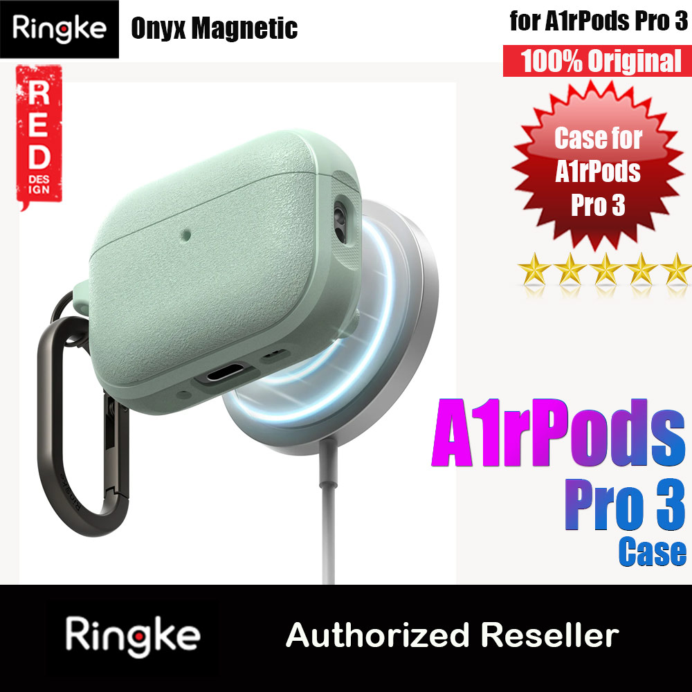 Ringke Onyx Magnetic Protective Protection Rugged Case with Carabiner for Apple Airpods Pro 3 (Mint)