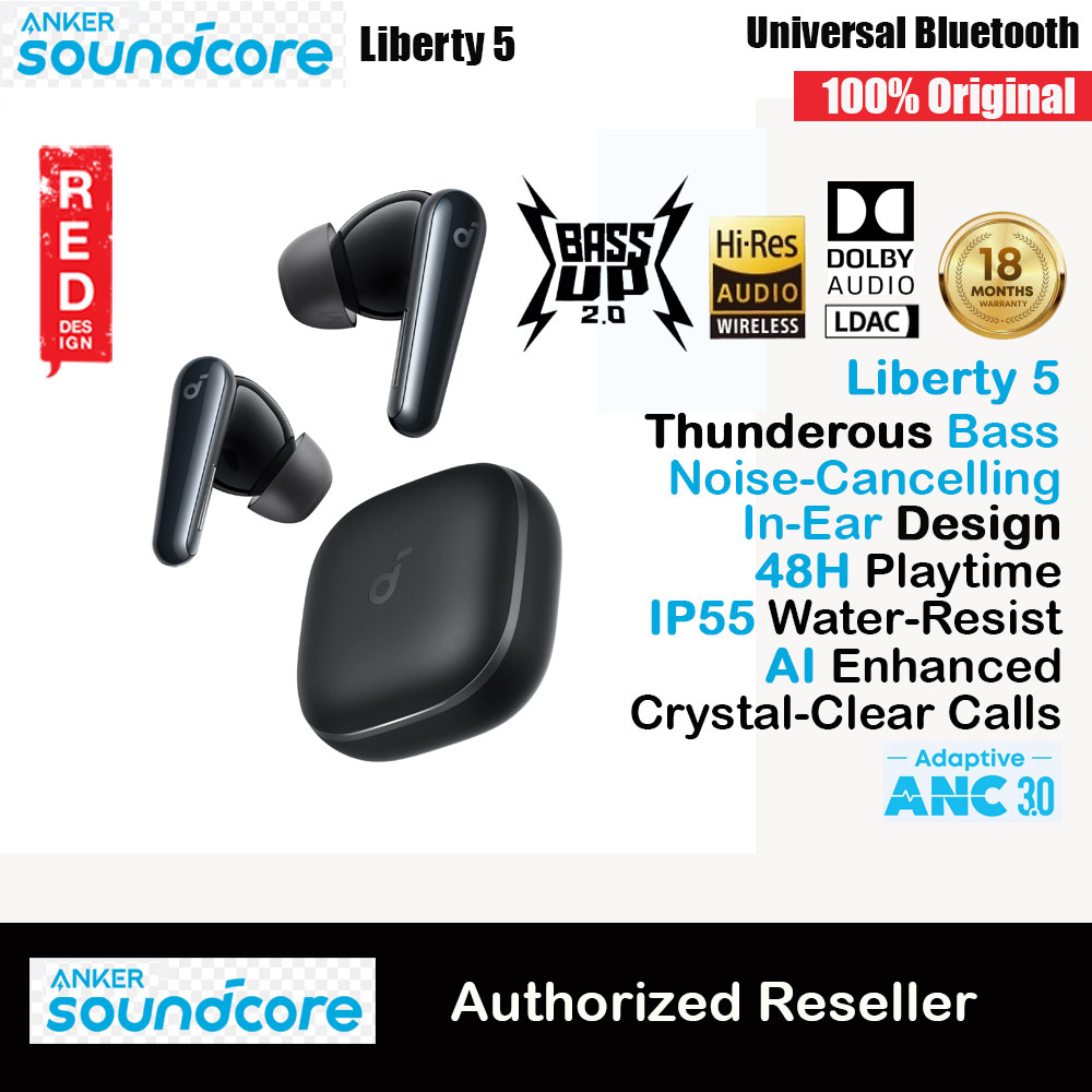 soundcore by ANKER Liberty 5 ANC Dolby Audio Noise Cancelling Wireless In Ear Earbuds Long Hours Playtime Strong Bass (Black)