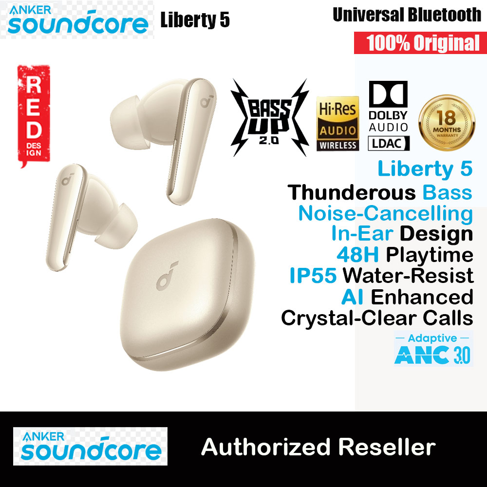 soundcore by ANKER Liberty 5 ANC Dolby Audio Noise Cancelling Wireless In Ear Earbuds Long Hours Playtime Strong Bass (Champagne)