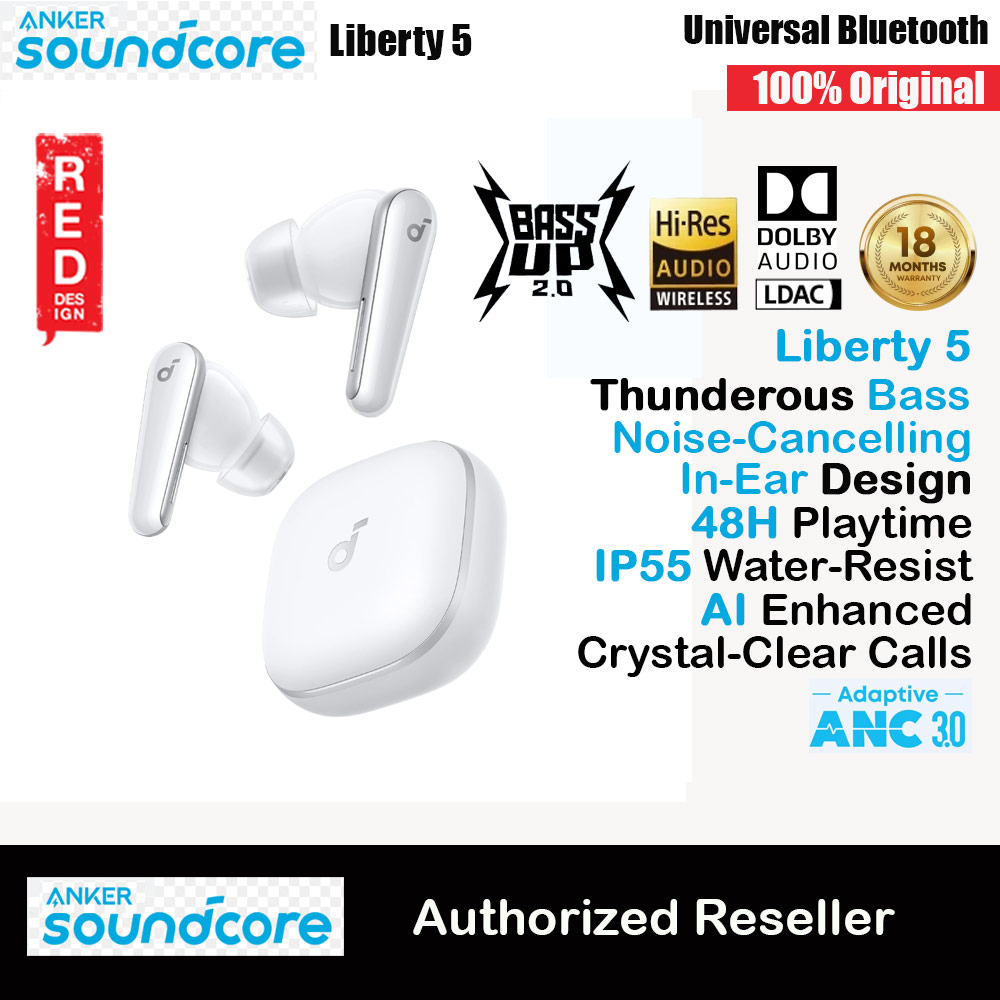 soundcore by ANKER Liberty 5 ANC Dolby Audio Noise Cancelling Wireless In Ear Earbuds Long Hours Playtime Strong Bass (White)