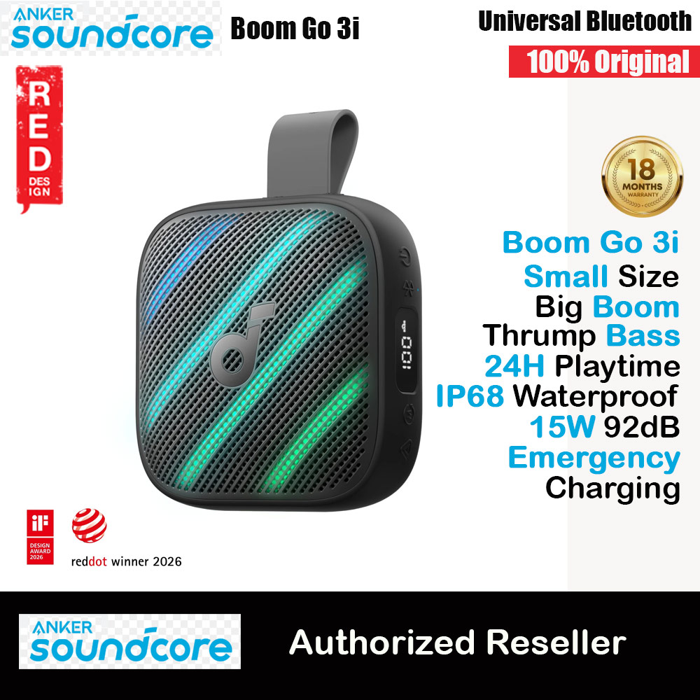 ANKER soundcore Boom Go 3i Portable Outdoor Small Size Speaker 15W Bass 24 Hours Playtime Waterproof Bluetooth (Black)