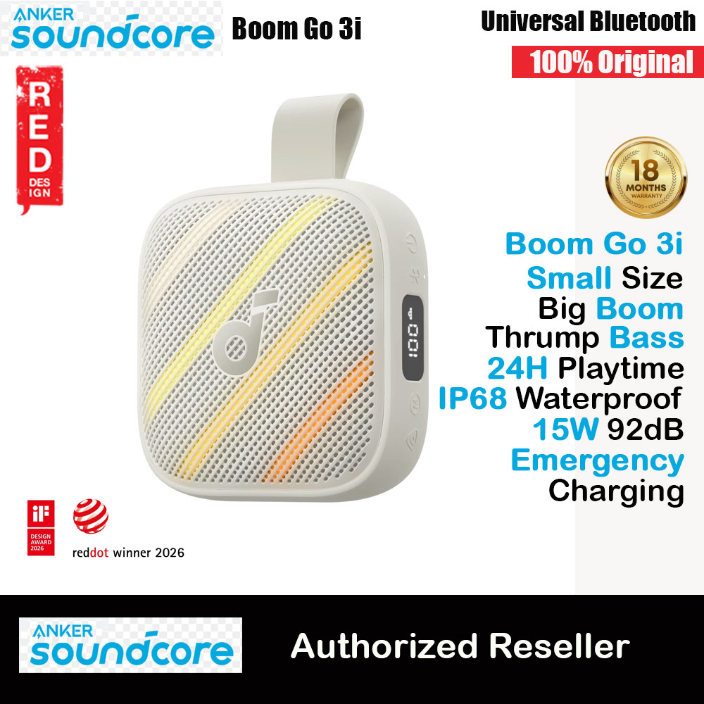 ANKER soundcore Boom Go 3i Portable Outdoor Small Size Speaker 15W Bass 24 Hours Playtime Waterproof Bluetooth (Beige)
