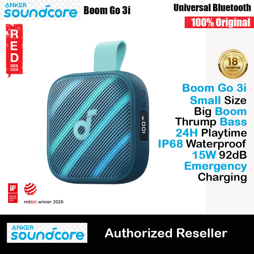 ANKER soundcore Boom Go 3i Portable Outdoor Small Size Speaker 15W Bass 24 Hours Playtime Waterproof Bluetooth (Blue)