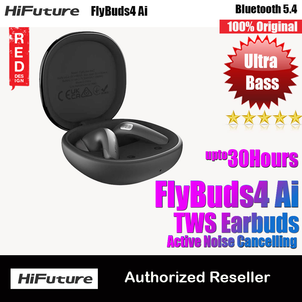 HiFuture Flybuds4 Ai Bluetooth 5.4 Comfort Fit TWS Earbuds Waterproof with ANC Noise Cancellation Ultra Bass Long Hours(Black)