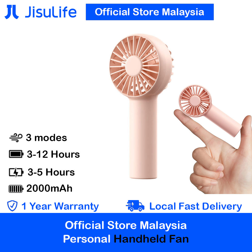 Jisulife Malaysia Mini Pocket Tiny Size Handheld Fan Portable Rechargeable 2000mAh for Outdoor Indoor Badminton Court Concert FA20 (Pink)