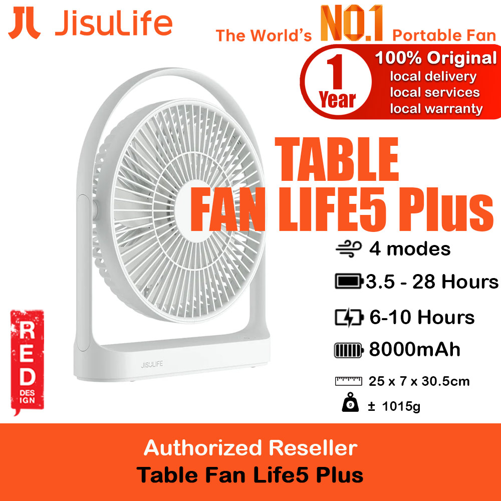 JISULIFE Malaysia Desk Fan Portable Timer Setting Rotation Desktop Fan 8000mAh USB-C Rechargeable Electric Table Fan for Office Room Travel Outdoor Indoor Picnic Life 5Plus FA27 (Light Grey)