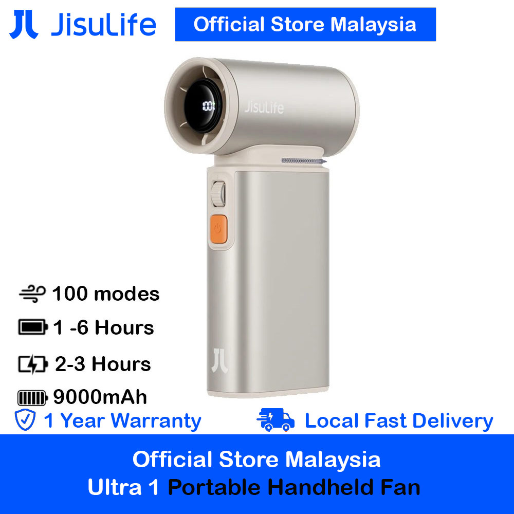 Jisulife Malaysia Super Power 100 Speed Ultra Ultra1 Turbo Strong Wind Portable Fast Charge Rechargeble 9000mAh Hidden Blade High Quality Handheld Mini Fan As Hair Dryer for Outdoor Indoor Badminton Court Concert Picnic Camping FA55 (Bright Brown)