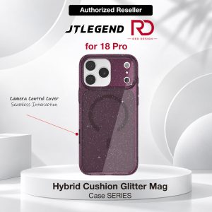 JTLEGEND Hybrid Cusion Glitter Mag Case for iPhone 18 Pro - Crystal Berry Wine