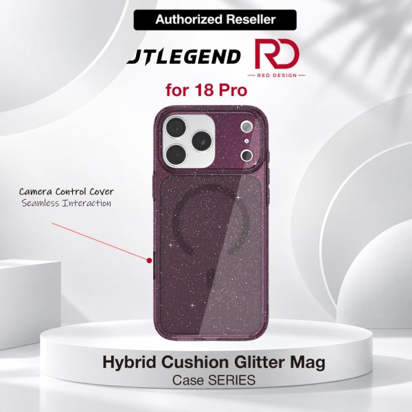 JTLEGEND Hybrid Cusion Glitter Mag Case for iPhone 18 Pro - Crystal Berry Wine
