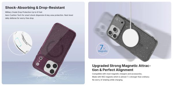 JTLEGEND Hybrid Cusion Glitter Mag Case for iPhone 18 Pro - Crystal