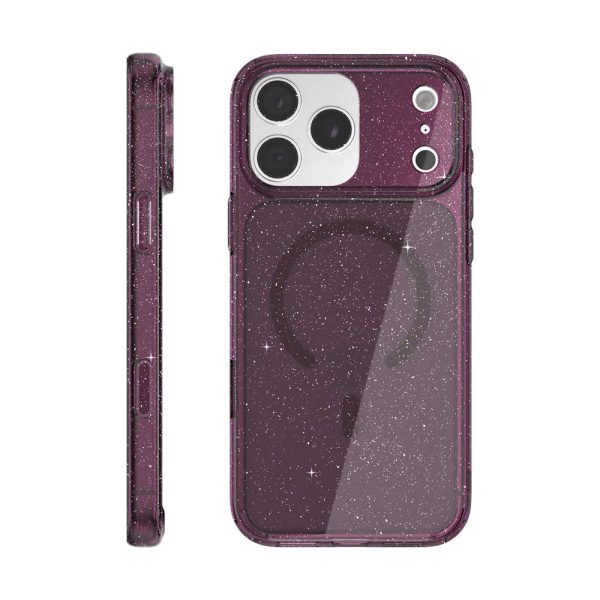 JTLEGEND Hybrid Cusion Glitter Mag Case for iPhone 18 Pro - Crystal Berry Wine