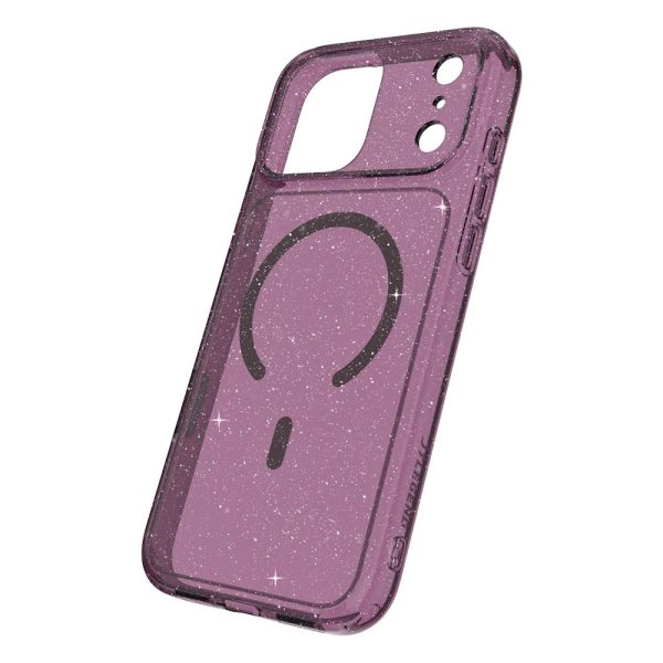 JTLEGEND Hybrid Cusion Glitter Mag Case for iPhone 18 Pro Max - Crystal with Berry Wine Magnetic Circle