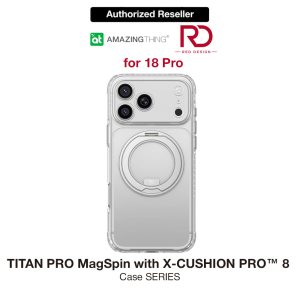 Amazingthing TITAN PRO MagSpin Magnetic Kickstand Case with X-CUSHION PRO Protection for iPhone 18 Pro 6.3 - Clear