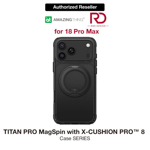 Amazingthing TITAN PRO MagSpin Magnetic Kickstand Case with X-CUSHION PRO Protection for iPhone 18 Pro Max 6.9 - Black