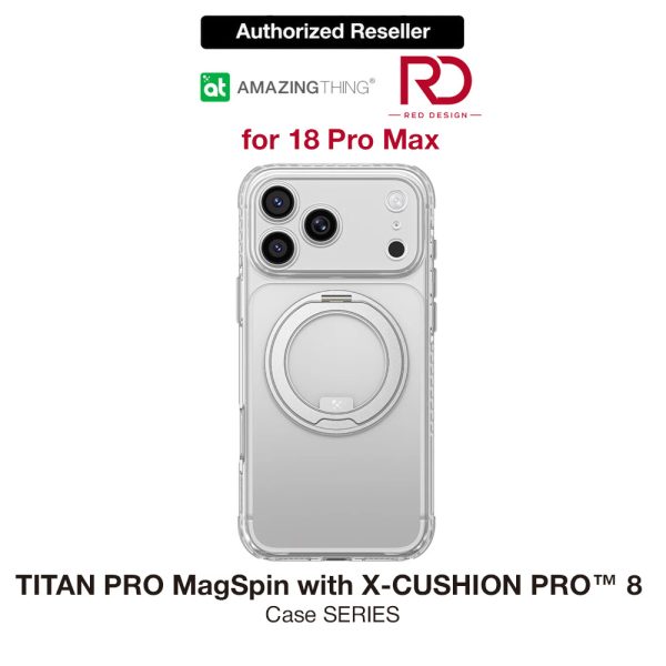 Amazingthing TITAN PRO MagSpin Magnetic Kickstand Case with X-CUSHION PRO Protection for iPhone 18 Pro Max 6.9 - Clear