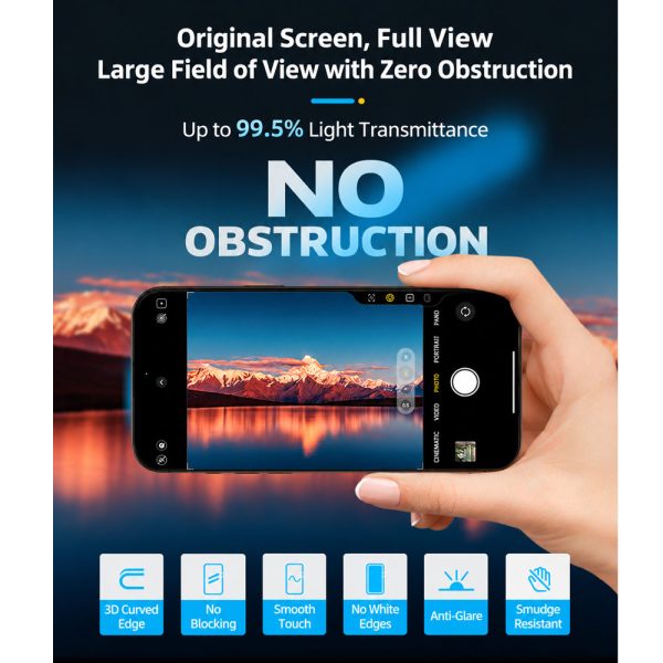 Hoda 3D Anti Reflection Matte Tempered Glass Screen Protector for iPhone 18 Pro Dust Free Helper included - Matte