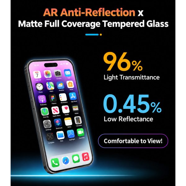 Hoda 3D Anti Reflection Matte Tempered Glass Screen Protector for iPhone 18 Pro Dust Free Helper included - Matte