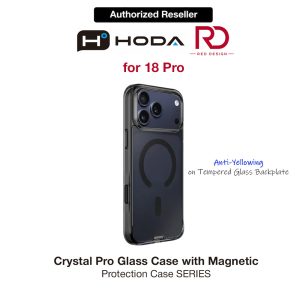 Hoda Crystal Pro Case with Military Standard MagSafe Enhanced with PureSurface TM with Camera Button for iPhone 18 Pro - ClearBlack