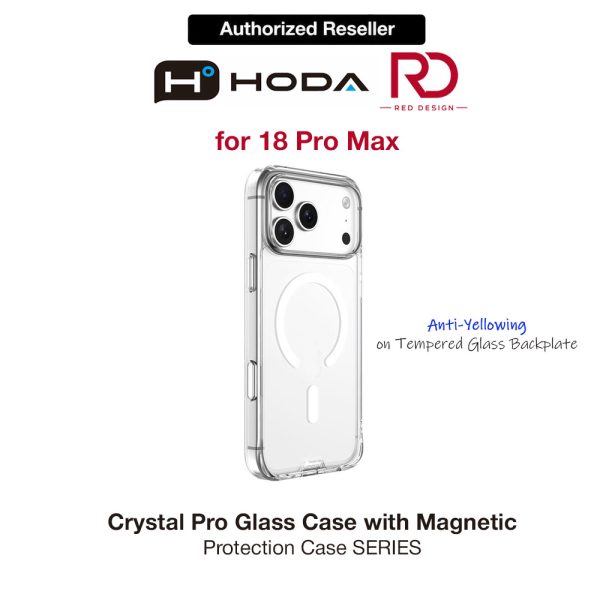 Hoda Crystal Pro Case with Military Standard MagSafe Enhanced with PureSurface TM with Camera Button for iPhone 18 Pro Max - Clear