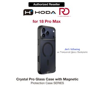 Hoda Crystal Pro Case with Military Standard MagSafe Enhanced with PureSurface TM with Camera Button for iPhone 18 Pro Max - Clear Black