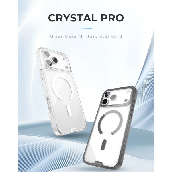 Hoda Crystal Pro Case with Military Standard MagSafe Enhanced with PureSurface TM with Camera Button for iPhone 18 Pro - ClearBlack