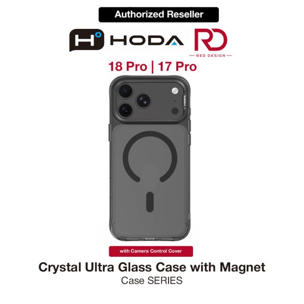 Hoda Crystal Ultra Case with Military Standard MagSafe  Pure Surface TM with Camera Button for iPhone 18 Pro - Clear Black