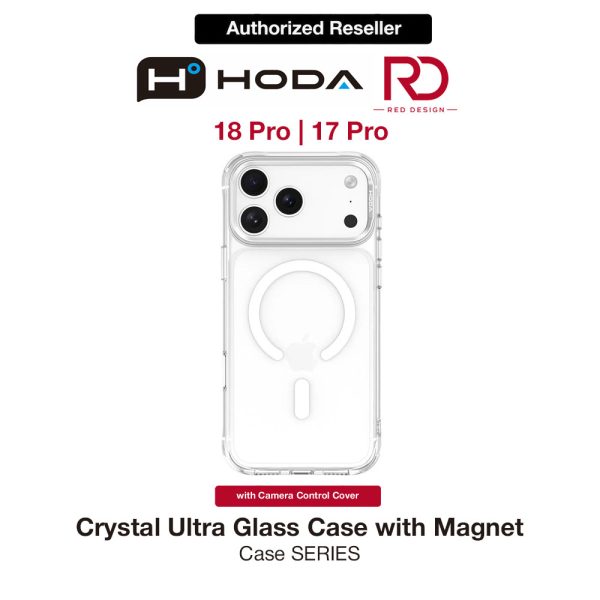 Hoda Crystal Ultra Case with Military Standard MagSafe  Pure Surface TM with Camera Button for iPhone 18 Pro - Clear