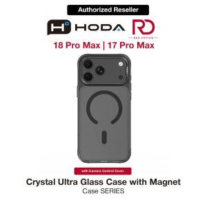 Hoda Crystal Ultra Case with Military Standard MagSafe Pure Surface TM with Camera Button for iPhone 18 Pro Max - Clear Black