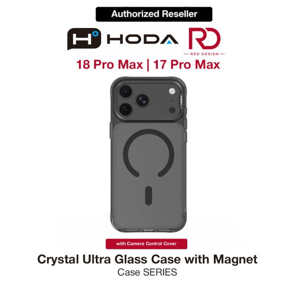 Hoda Crystal Ultra Case with Military Standard MagSafe Pure Surface TM with Camera Button for iPhone 18 Pro Max - Clear Black