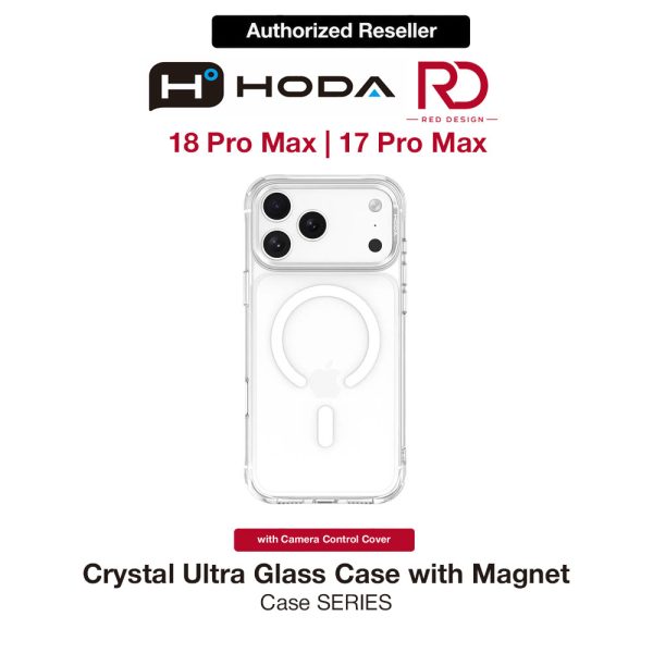 Hoda Crystal Ultra Case with Military Standard MagSafe Pure Surface TM with Camera Button for iPhone 18 Pro Max - Clear