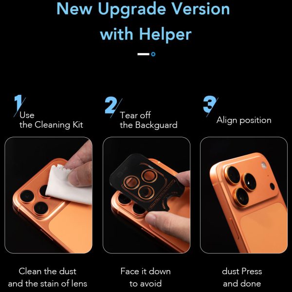 Hoda Sapphire Lens Protector for iPhone 18 Pro | 18 Pro Max with Helper - Silver Titanium (3 Lens)