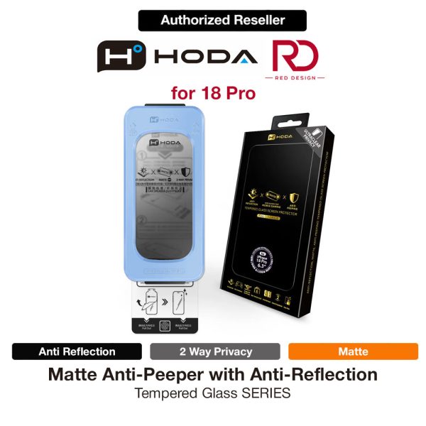 Hoda Matte Anti-Peeper Privacy 2ways with Anti Reflection Full Coverage Tempered Glass Screen Protector for iPhone 18 Pro DustFree Helper Lite Included - Privacy Matte